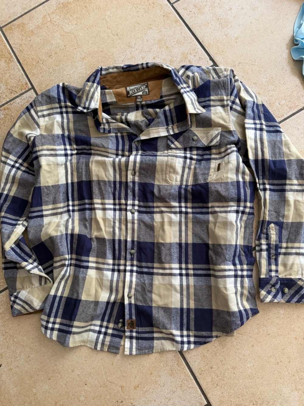 Legendary Whitetails Navy and Cream Plaid Button-Down Shirt